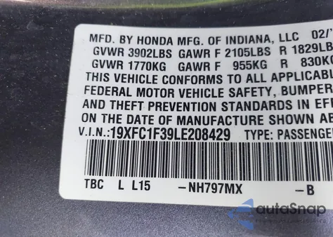2020 Honda Civic Ex z USA, uszkodzony, nr VIN 19XFC1F39LE208429